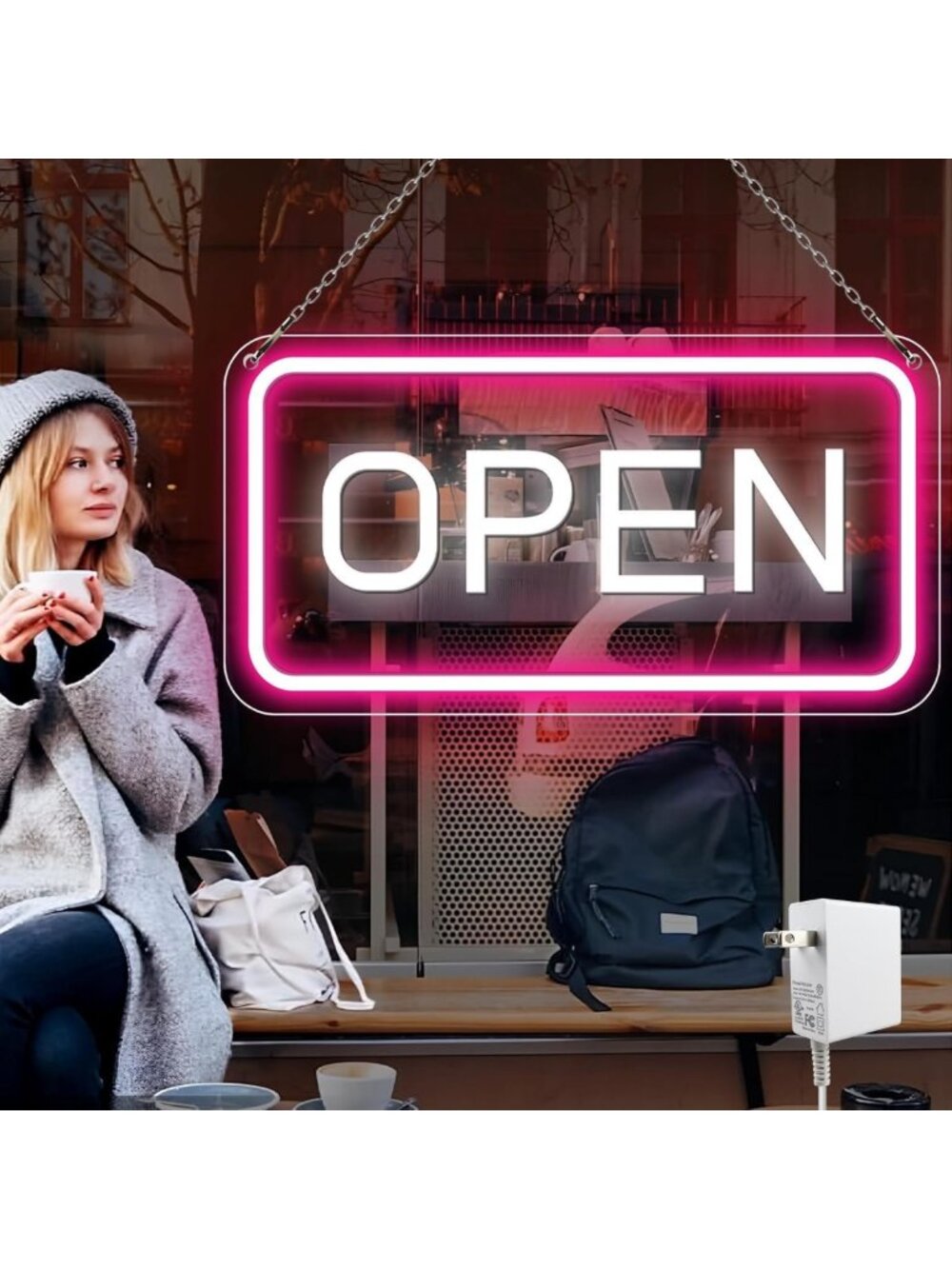 Bright Neon Open Sign for Business | 22.8"x11.8" Light Up Store Sign, ON/OFF